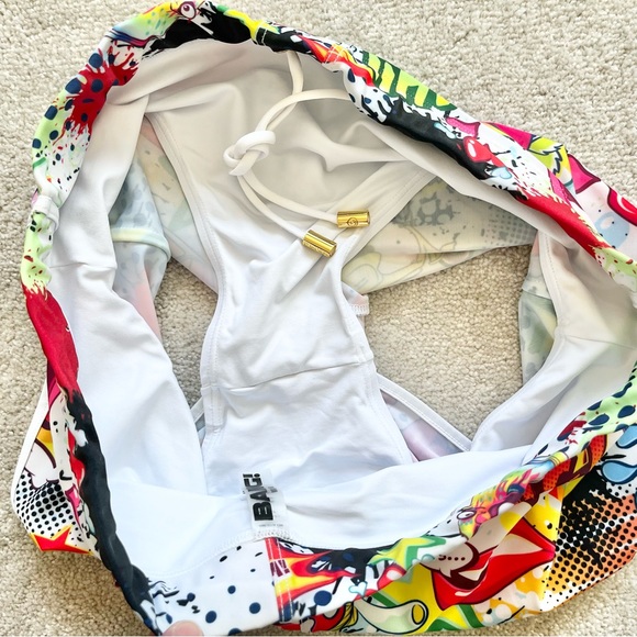 BANG! MIAMI YEAH YEAH - SWIM SHORTS SIZE MEDIUM BEACH VACATION TRENDY ARTSY - Picture 7 of 9